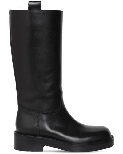 Ann Demeulemeester 25mm Stein Brushed Leather Boots - Black