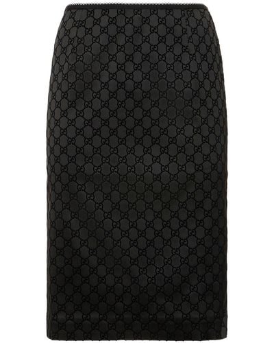 Gucci gg Printed Silk Blend Duchesse Skirt - Black