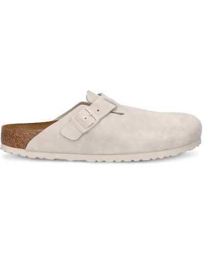 Birkenstock Boston Suede Leather Sandals - White