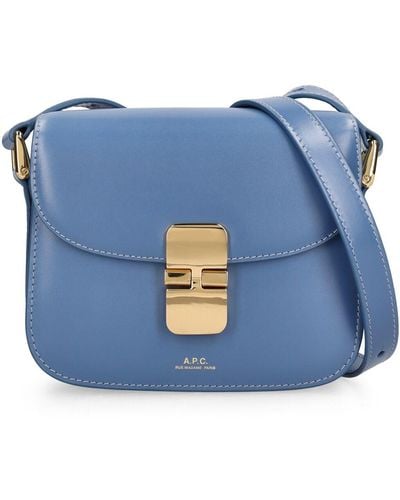 A.P.C. Mini Grace Smooth Leather Bag - Blue