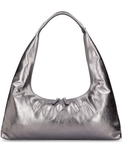 Marge Sherwood Large Hobo Plain Leather Shoulder Bag - Gray