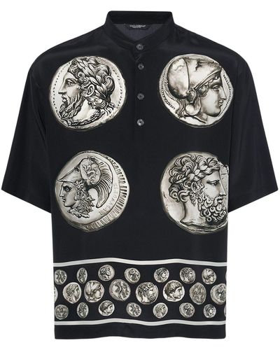 Dolce & Gabbana Ancient Coins シルクtシャツ - ブラック