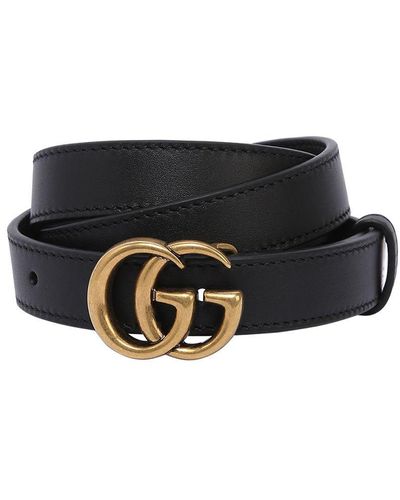 Gucci Cinturón "gg marmont" de piel 2cm - Blanco