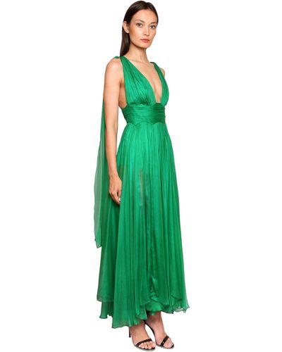 Maria Lucia Hohan Metallic Mousseline Silk Gown - Green