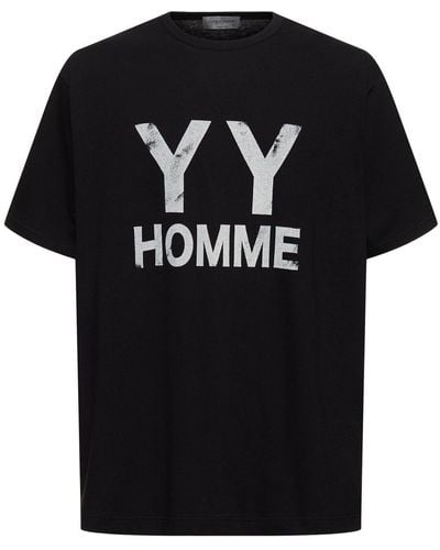 Yohji Yamamoto Bedrucktes Baumwoll-t-shirt "yyh" - Schwarz