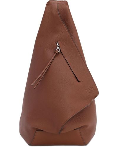 Loewe Anton Pebbled Leather Medium Backpack - Brown