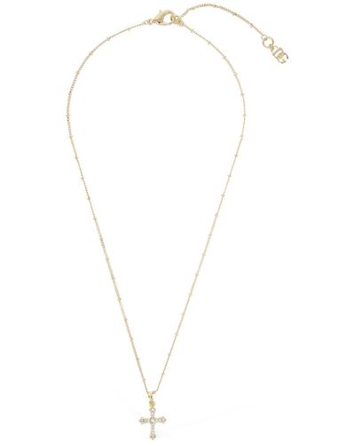 Dolce & Gabbana Dg Crystal Cross Necklace - White