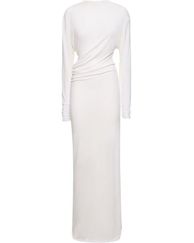 Christopher Esber Viscose Draped Long Sleeve Maxi Dress - White