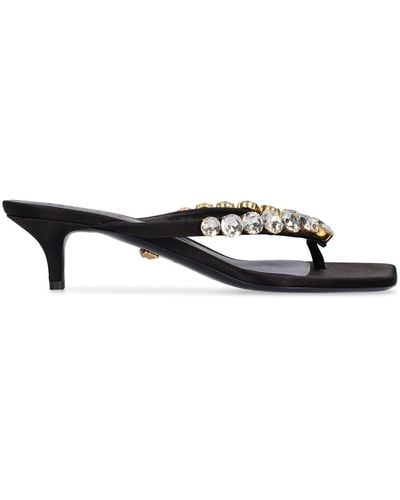 Versace 45Mm Embellished Satin Sandals - Black