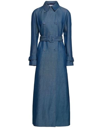 Gabriela Hearst Trench-coat en denim à double boutonnage braden - Bleu