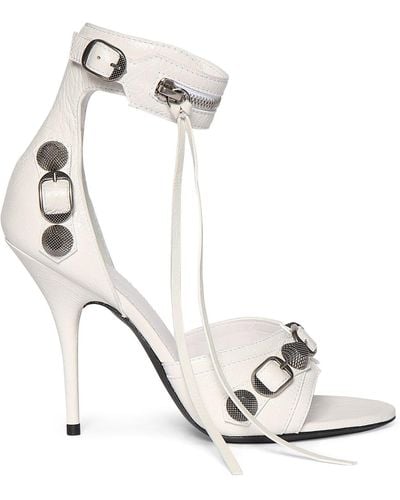 Balenciaga 110Mm Cagole Leather Sandals - White