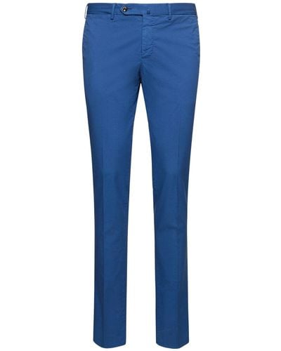 PT Torino Pantalon slim en gabardine stretch légère - Bleu