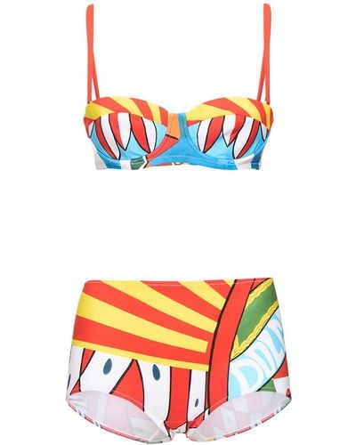Dolce & Gabbana Set bikini carretto in jersey stampato - Arancione