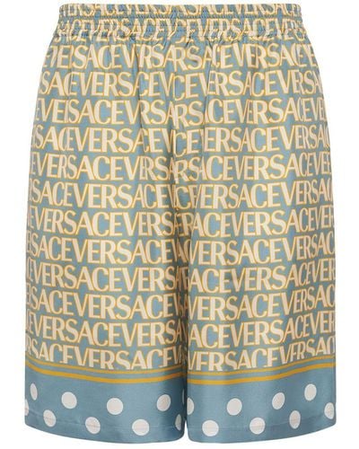 Versace Shorts in lino stampato - Bianco