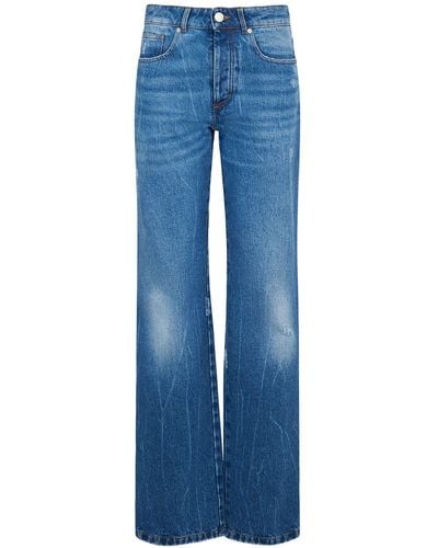 Ami Paris High Rise Cotton Denim Straight Jeans - Blue