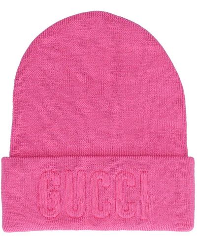Gucci Gorro de lana con logo - Rosa
