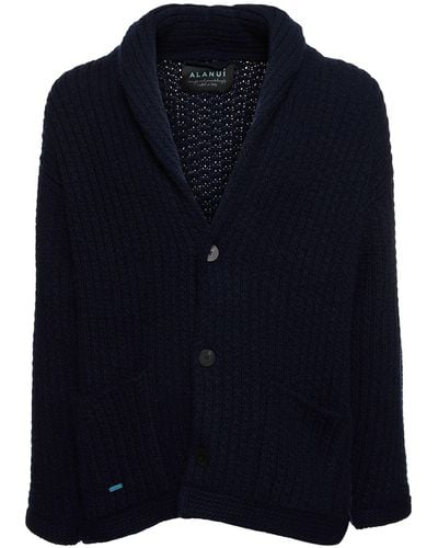 Alanui Cardigan in maglia di cashmere e cotone - Blu