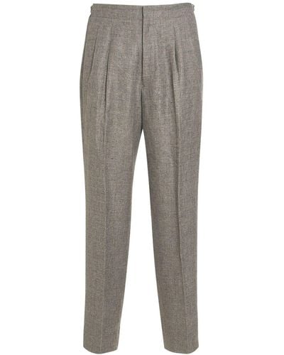 Loro Piana Joetsu Linen Straight Trousers - Grey