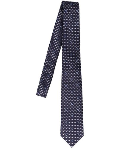 Gucci Cravate en soie à motif monogrammé - Bleu