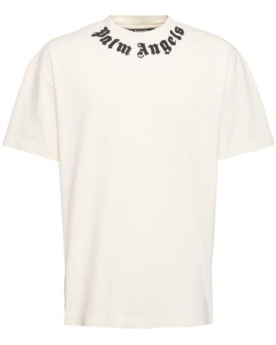 Palm Angels T-shirt Aus Baumwolljersey Mit Logo - Weiß