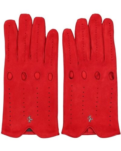 Ferrari Guantes de ante y napa - Rojo