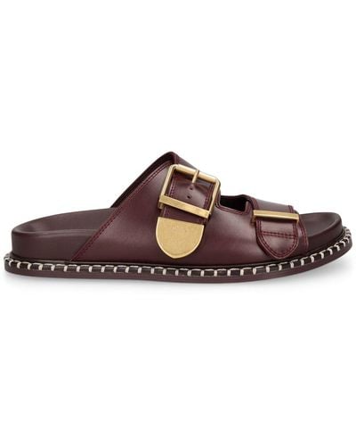 Chloé 20Mm Rebecca Leather Flat Sandals - Brown