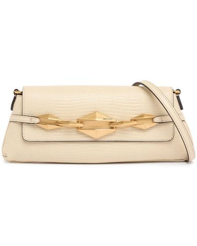 Jimmy Choo Small E/W Diamond Embossed Leather Bag - Natural