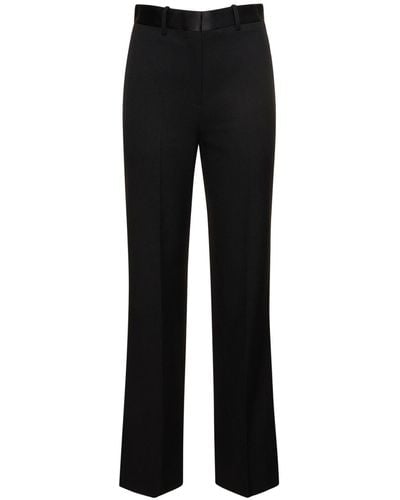 Victoria Beckham Tapered Wool Blend Pants - Black