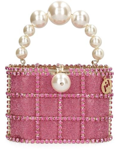Rosantica Holli Bling Top Handle Bag W/Crystals - Pink