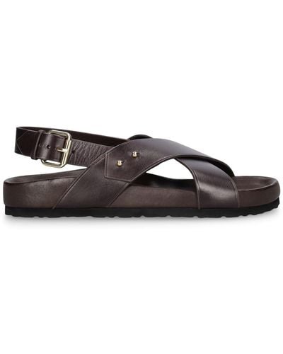 Soeur 20mm Olaf Leather Flat Sandals - Brown
