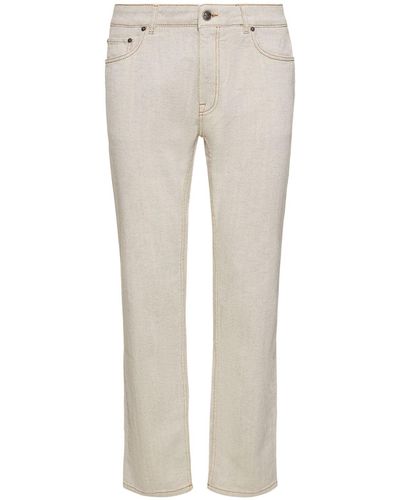 Etro Cotton Denim Straight Jeans - Natural