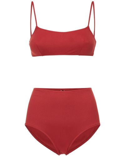 Laura Urbinati Set Bikini Vita Alta In Techno Stretch - Rosso