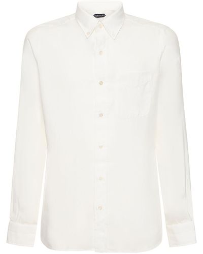 Tom Ford Lyocell slim fit leisure shirt - Bianco