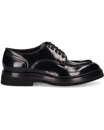 Santoni Gunnar Leather Derby Lace-Up Shoes - Black