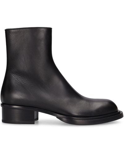 Alexander McQueen Cuban Stack Leather Boots - Black