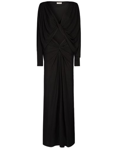 Saint Laurent Draped Viscose Jersey Dress - Black