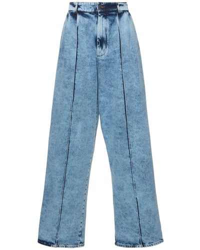 GIUSEPPE DI MORABITO Cotton Denim High Rise Wide Jeans - Blue