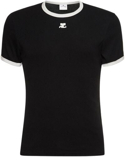 Courreges T-shirt bumpy in jersey a contrasto - Nero