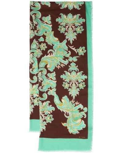 Etro Wool & Cashmere Printed Scarf - Green