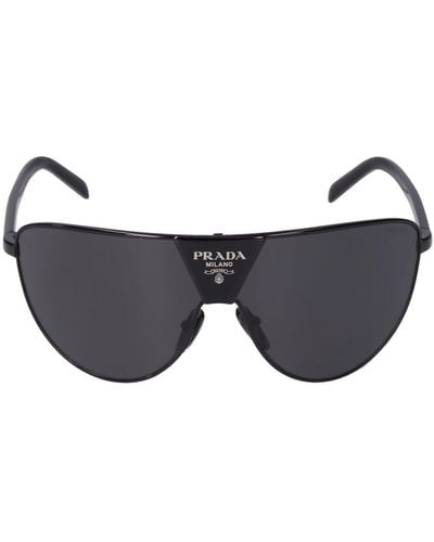 Prada Catwalk オーバーサイズメタルサングラス - ブラック