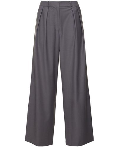 Frankie Shop Ripley Pleated Viscose Blend Trousers - Grey