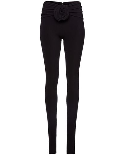 Magda Butrym Draped Jersey leggings W/rose - Black