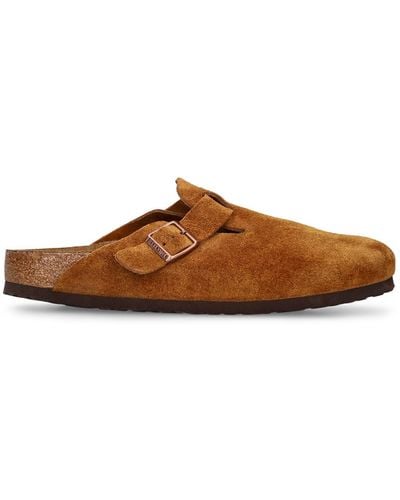 Birkenstock Boston Sfb Suede Leather Loafers - Brown