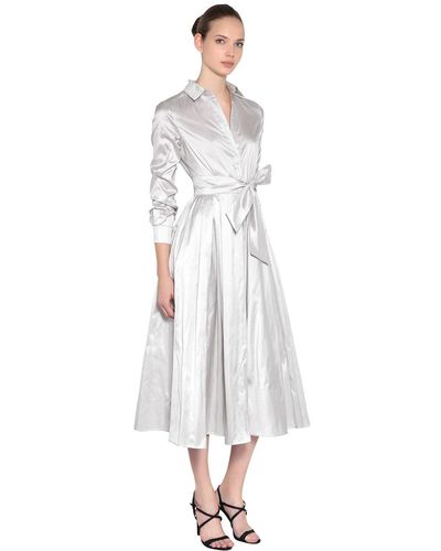 Max Mara Silk Shantung Shirt Dress - Gray