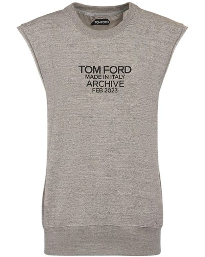 Tom Ford Felpa in jersey con logo - Grigio