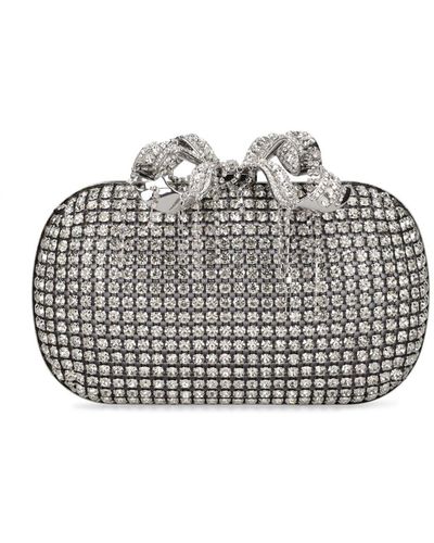 Self-Portrait Chainmail Bow Clutch - Gray