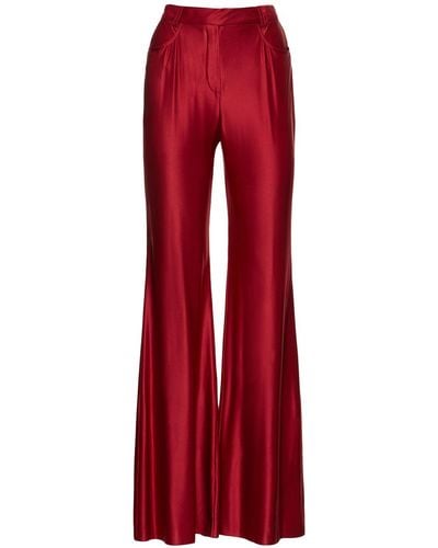 Alexandre Vauthier Shiny Jersey Wide Trousers - Red