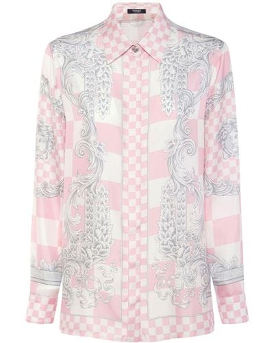 Versace Baroque シルクツイルシャツ - ピンク
