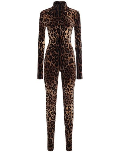Dolce & Gabbana Leopard Jacquard Chenille Jumpsuit - Multicolor