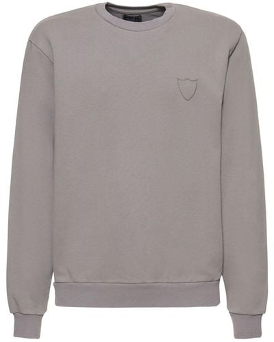 HTC Small Logo Cotton Crewneck Sweatshirt - Gray